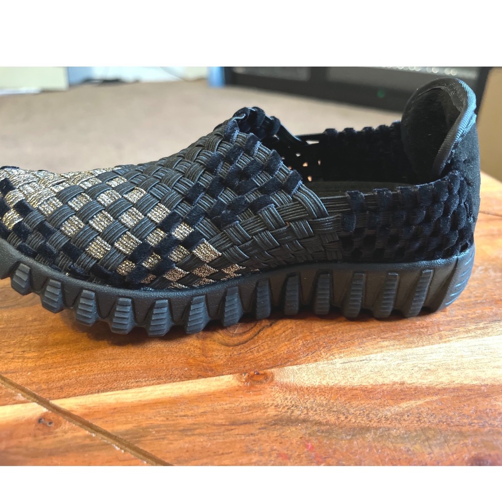 Bernie Mev Kids Black Gold Woven Elastic Slip On Shoes Size‎ 29 EU US 11.5-12 - Picture 7 of 11